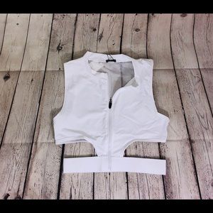 Crop top side out zip down top